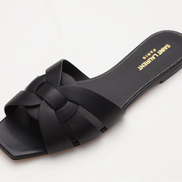 Saint Laurent Tribute Leather Mules Slides Sandals EU 40.5 - Picture 2 of 12